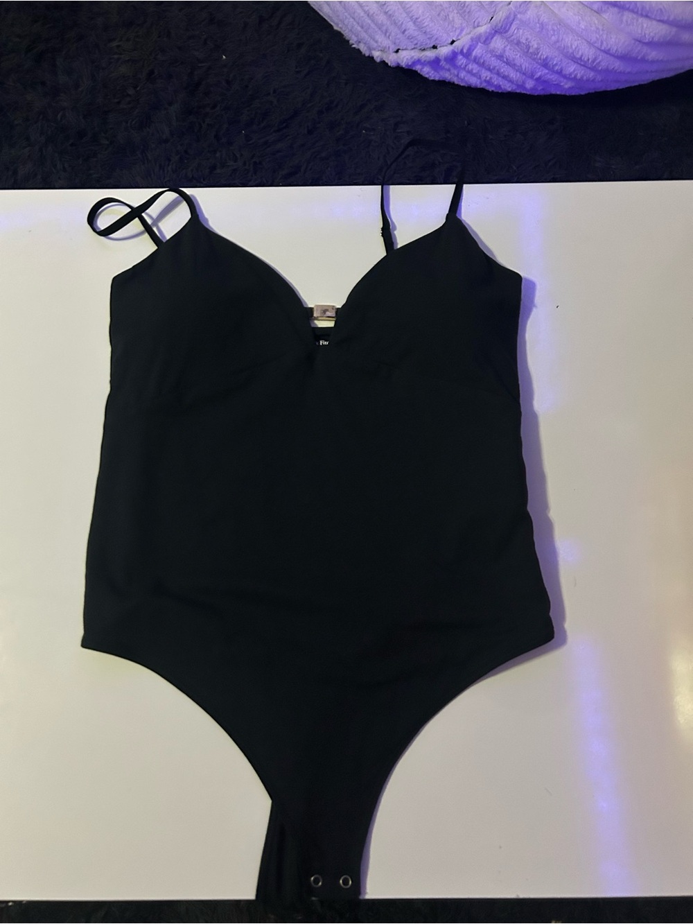 Abercrombie & Fitch Black V-Neck Spaghetti Strap Bodysuit